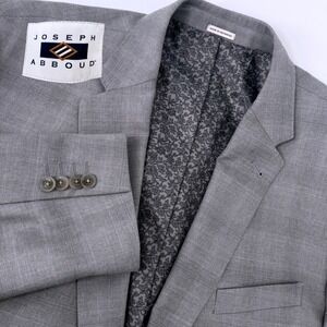 Joseph Abboud Heritage 48R Men Grey Plaid Blazer Marzotto Wool Italy Two Button